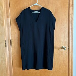Vince Women's Black Sleeveless Mini Dress V Neck Minimalist Shift‎ S